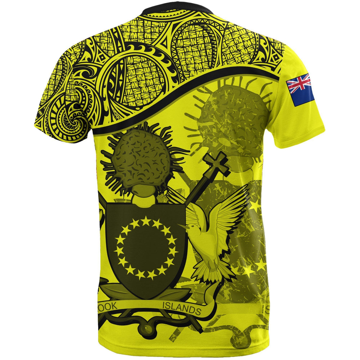 Cook islands Yellow Coat of Arms T Shirt - Polynesian Pride