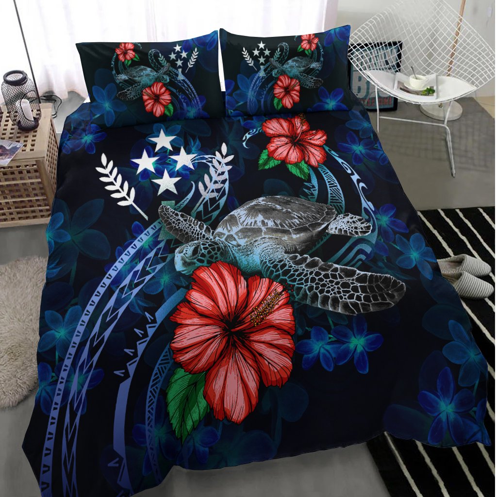 Kosrae Micronesia Bedding Set - Blue Turtle Hibiscus - Polynesian Pride