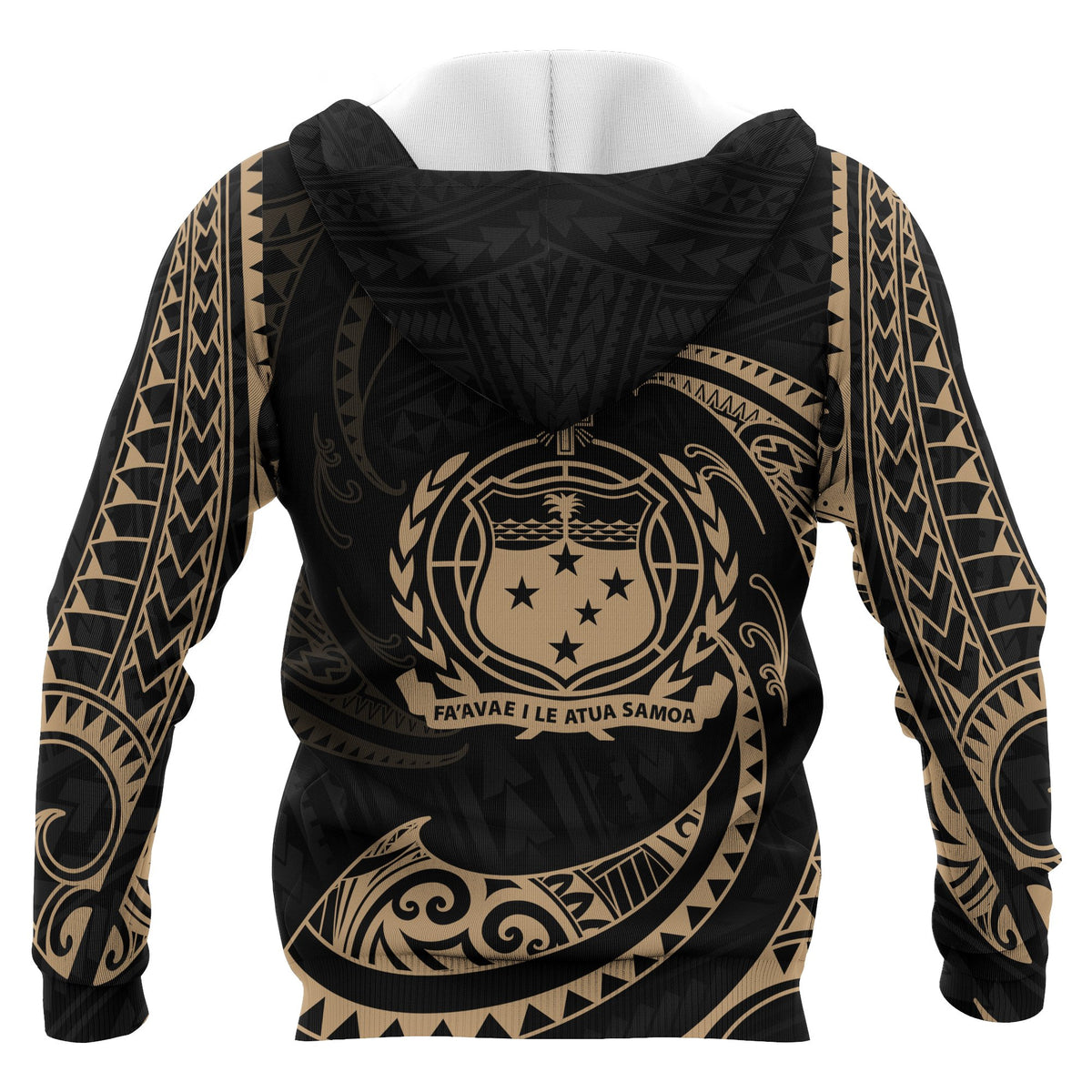 Samoa Polynesian All Over Custom Zip up Hoodie Gold Tribal Wave - Polynesian Pride