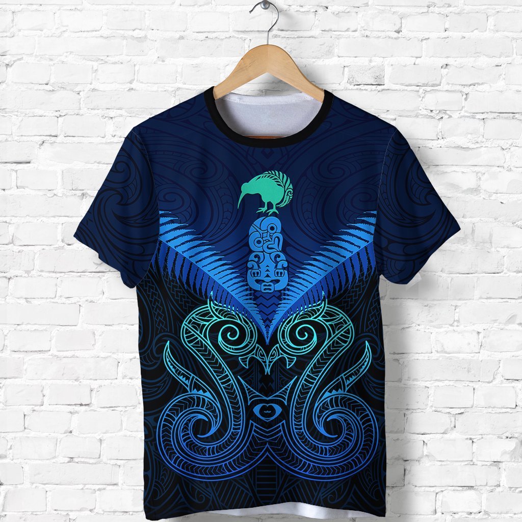 Maori Manaia New Zealand T Shirt Blue Unisex Black - Polynesian Pride