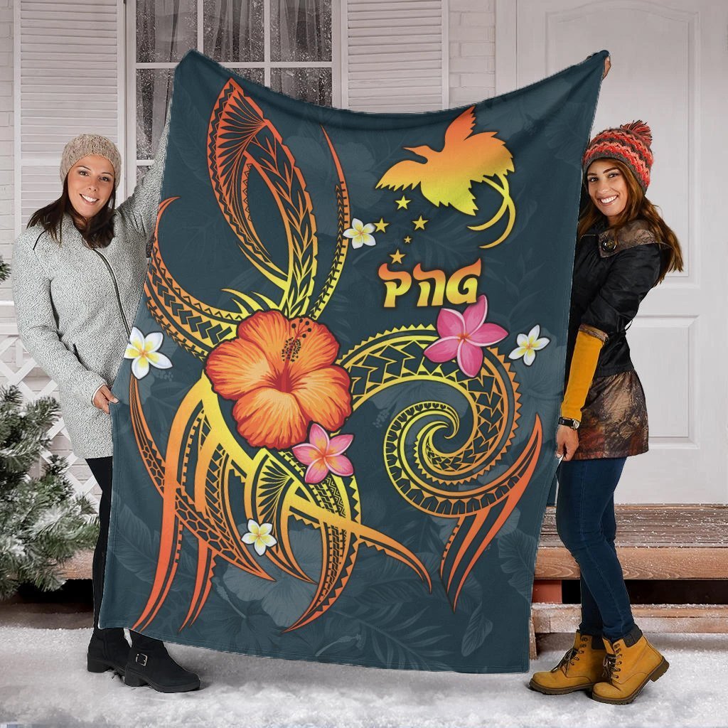 Papua New Guinea Polynesian Premium Blanket - Legend of Papua New Guinea (Blue) - Polynesian Pride