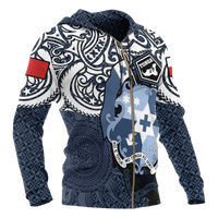Tonga Polynesian Hoodie (Zip up) Tongan Pride (Blue) - Polynesian Pride
