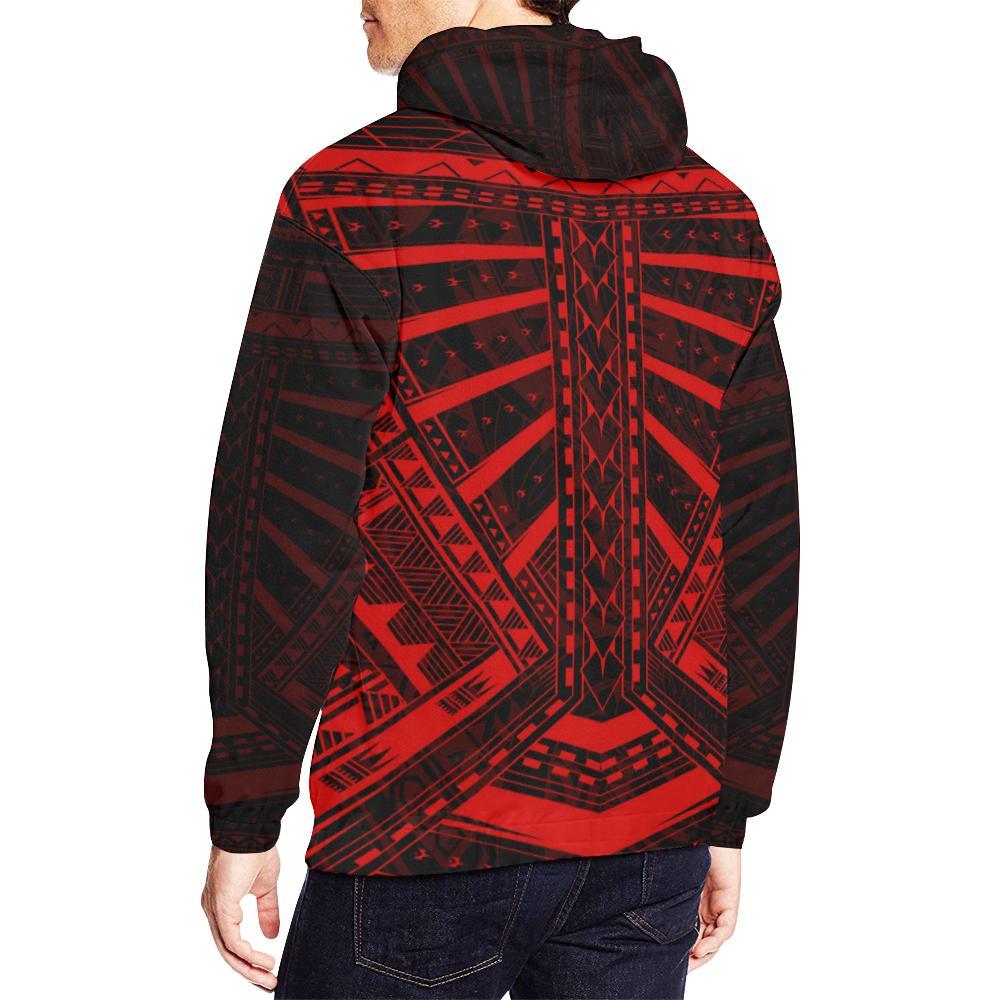 Polynesian Tattoo All Over Hoodie Red - Polynesian Pride