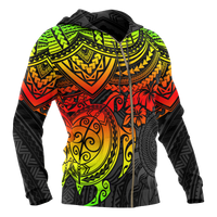 Polynesian Zip up Hoodie Polynesian Reggae Turtle - Polynesian Pride