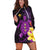 (Custom Personalised)Hawaii Turtle Hoodie Dress Hawaiian Flowers Version Purple Elegant LT13 - Polynesian Pride