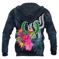 Pohnpei Micronesia Zip up Hoodie Tropical Flowers - Polynesian Pride