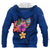 Guam Polynesian Custom Hoodie Floral With Seal Blue - Polynesian Pride