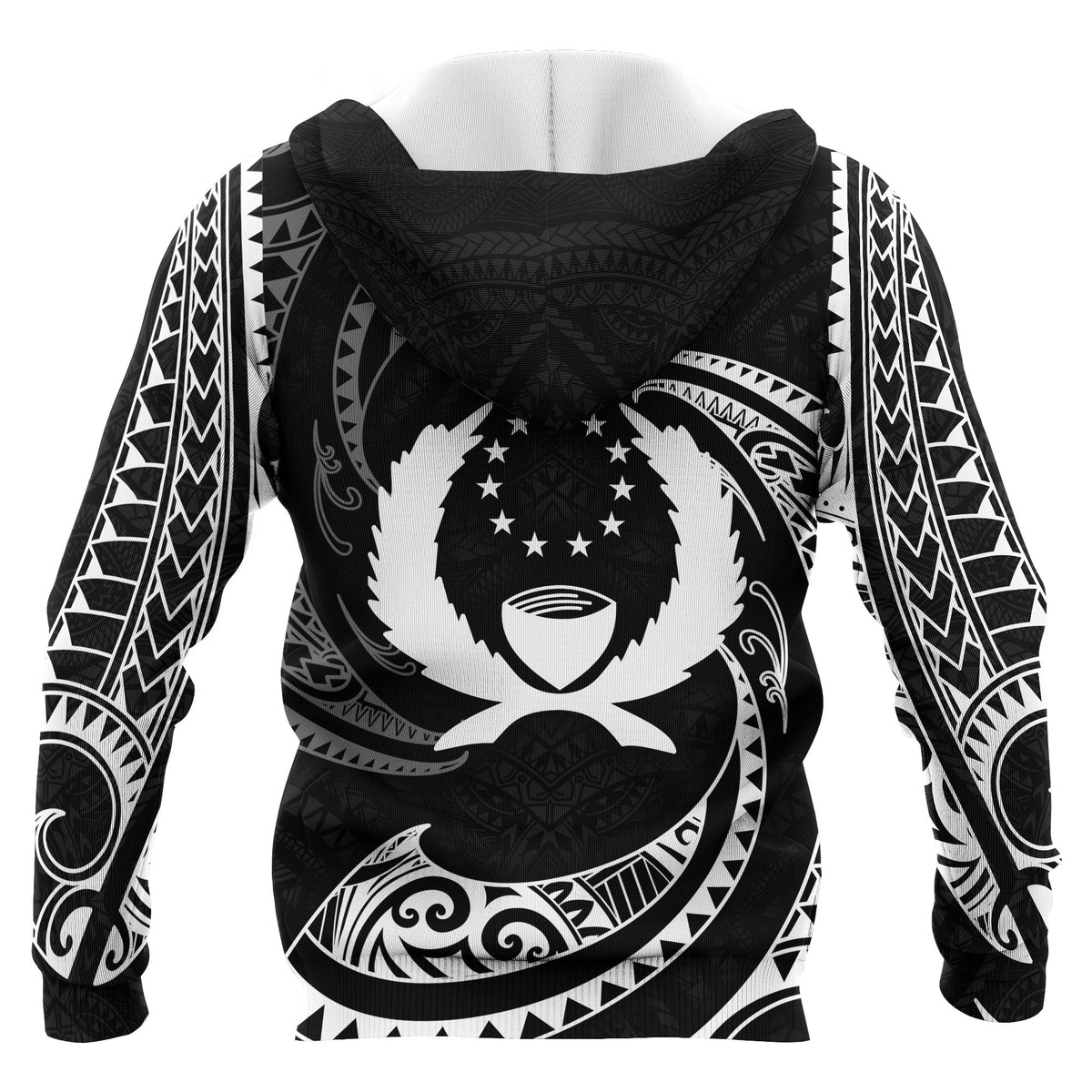 Pohnpei Micronesia All Over Zip up Hoodie White Tribal Wave - Polynesian Pride