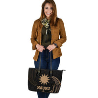 Nauru Polynesian Leather Tote Bag - Gold Tribal Wave - Polynesian Pride