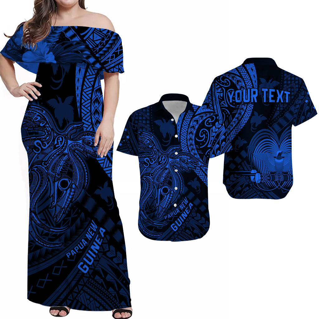 Custom Papua New Guinea Matching Dress and Hawaiian Shirt Raggiana Birds Of Paradise Blue LT13 Blue - Polynesian Pride