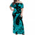 Hawaii Off Shoulder Long Dress Polynesia Turquoise Fish Hook LT13 Women Turquoise - Polynesian Pride