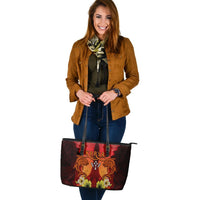 Kosrae Large Leather Tote - Tribal Tuna Fish - Polynesian Pride