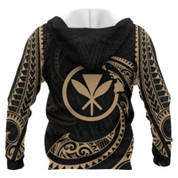 Hawaii Polynesian All Over Custom Zip up Hoodie Gold Tribal Wave - Polynesian Pride