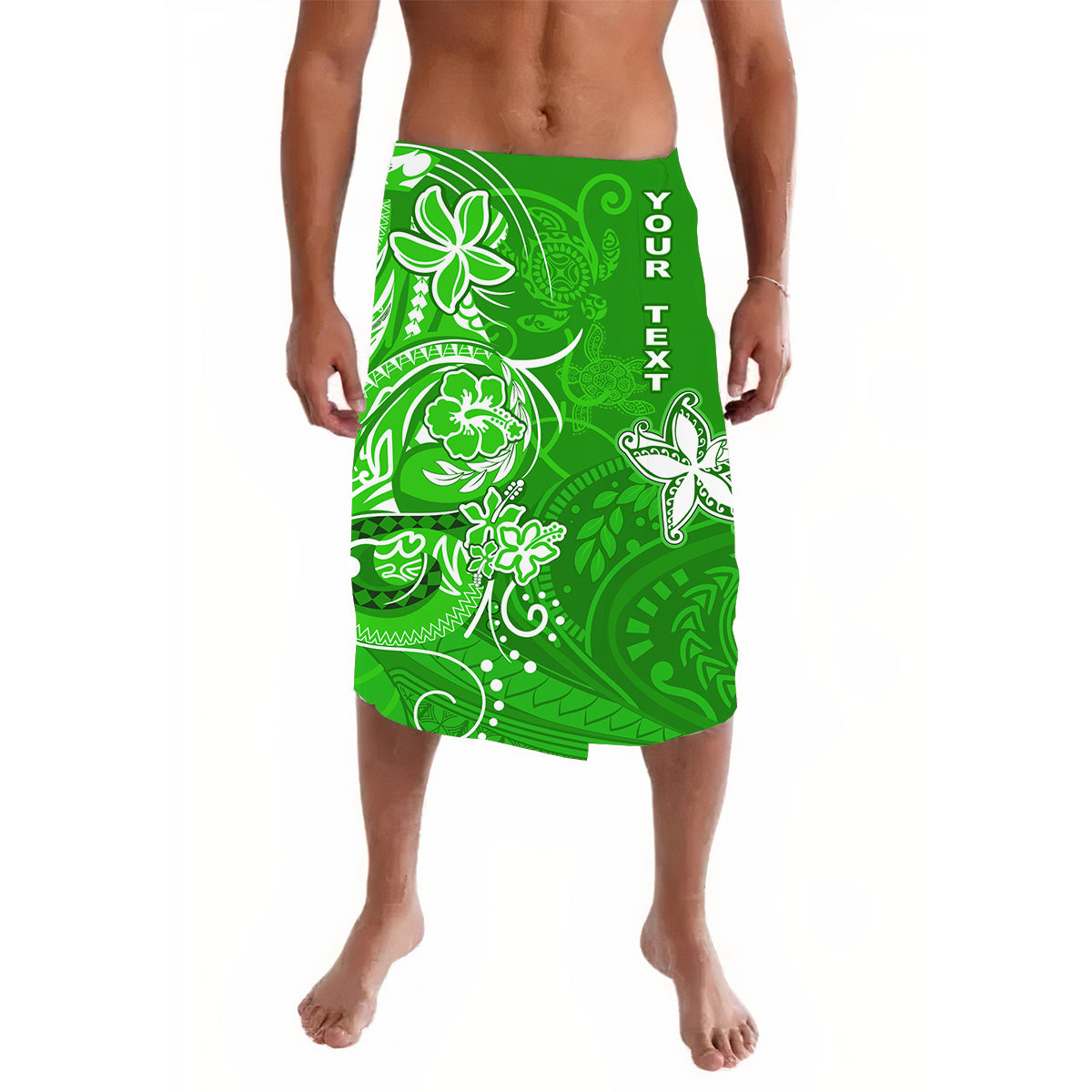 Custom Polynesian Lavalava Green Sea Turtle Honu and Map LT13 Green - Polynesian Pride