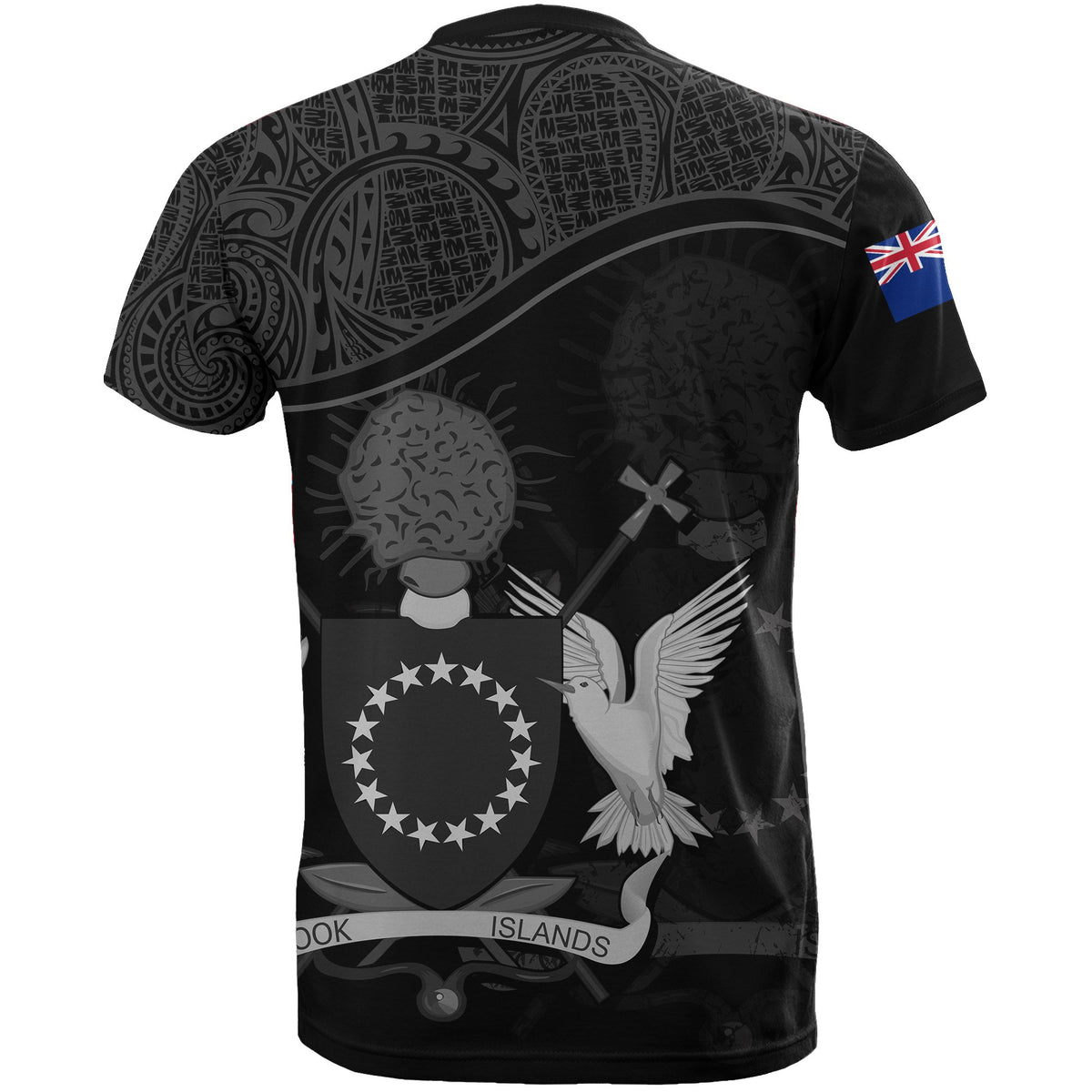 Cook islands Black Coat of Arms T Shirt - Polynesian Pride