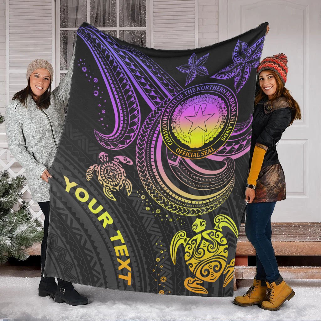 Northern Mariana Islands Custom Personalised Premium Blanket - Pink Turtle - Polynesian Pride
