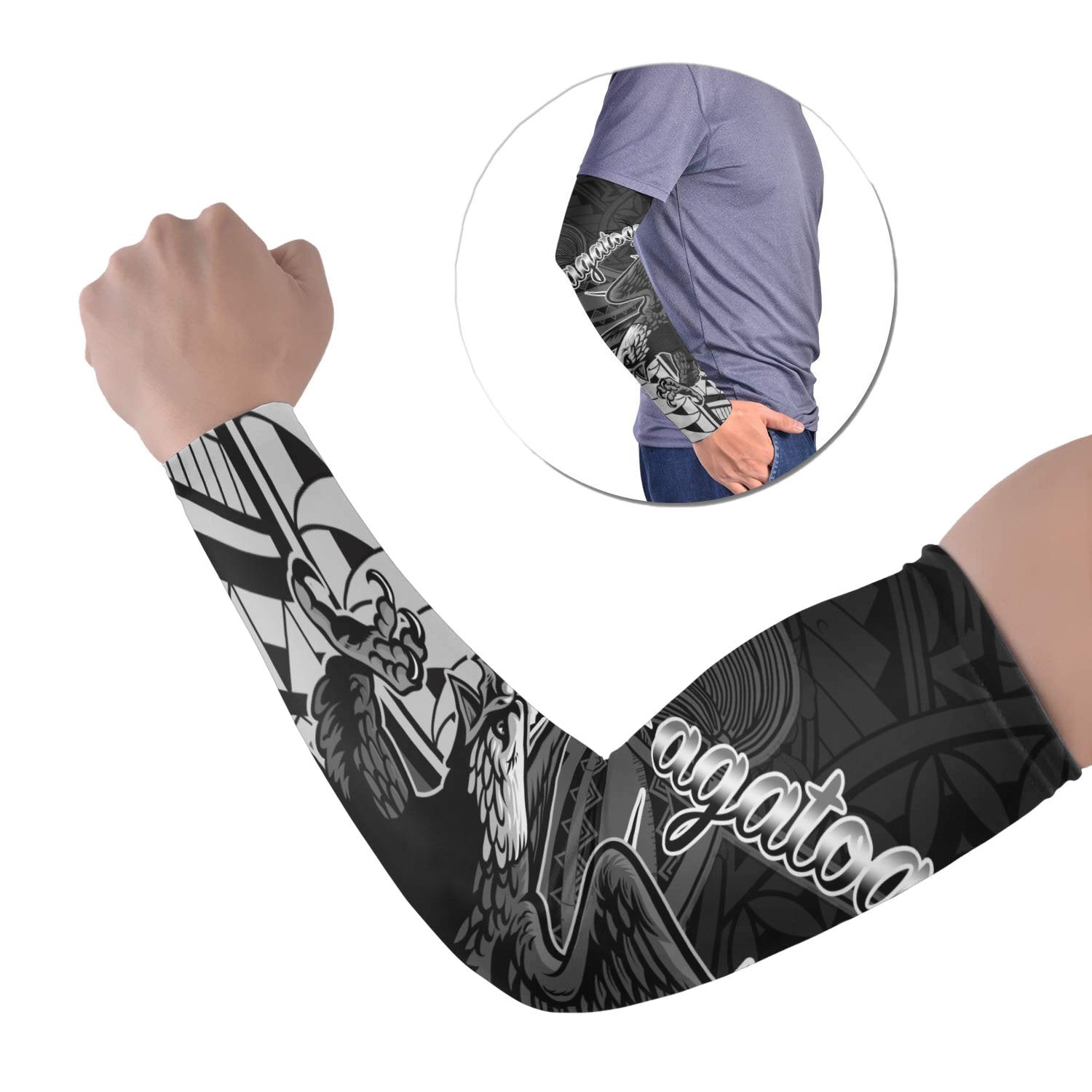 American Samoa Arm Sleeve - Fagatogo Polynesian Patterns(Set of 2) Set of 2 Black - Polynesian Pride