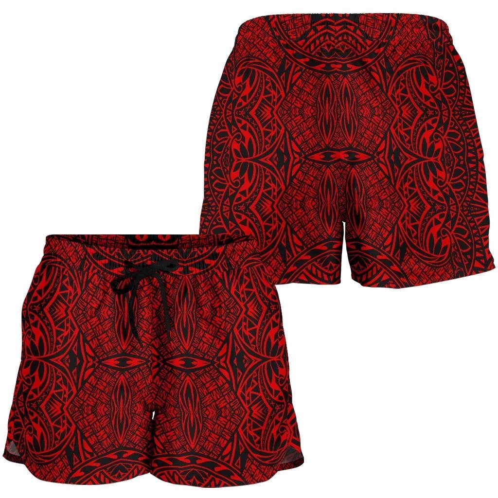 Polynesian Lauhala Mix Red Women's Short Women Red - Polynesian Pride