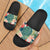 Hawaii Hibiscus Pattern Green Slide Sandals Black - Polynesian Pride