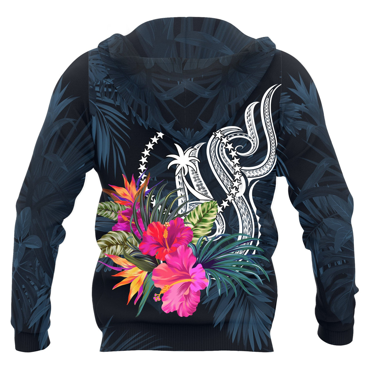 Chuuk Micronesia Zip up Hoodie Tropical Flowers - Polynesian Pride