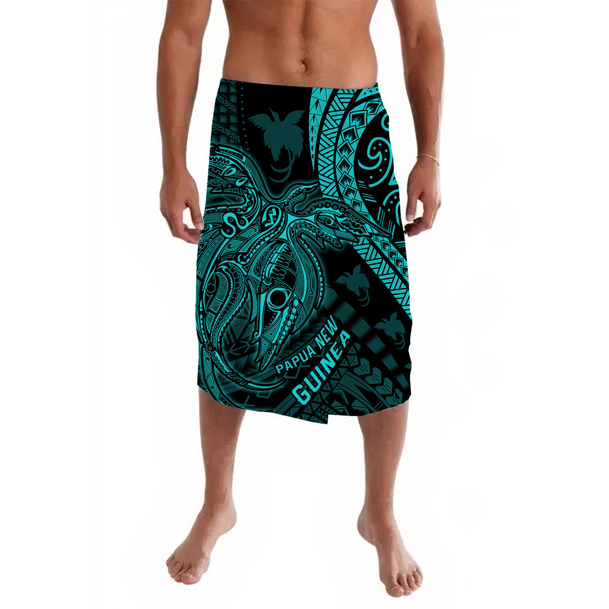 Custom Papua New Guinea Lavalava Raggiana Birds Of Paradise Turquoise LT13 Turquoise - Polynesian Pride