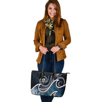 Tuvalu Polynesian Large Leather Tote Bag - Ocean Style - Polynesian Pride