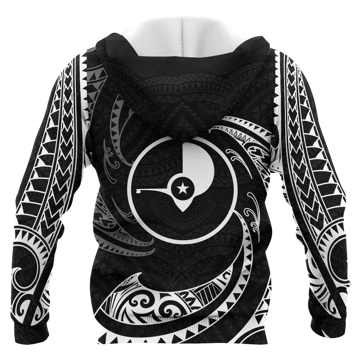 Yap Micronesia ll Over Hoodie White Tribal Wave - Polynesian Pride