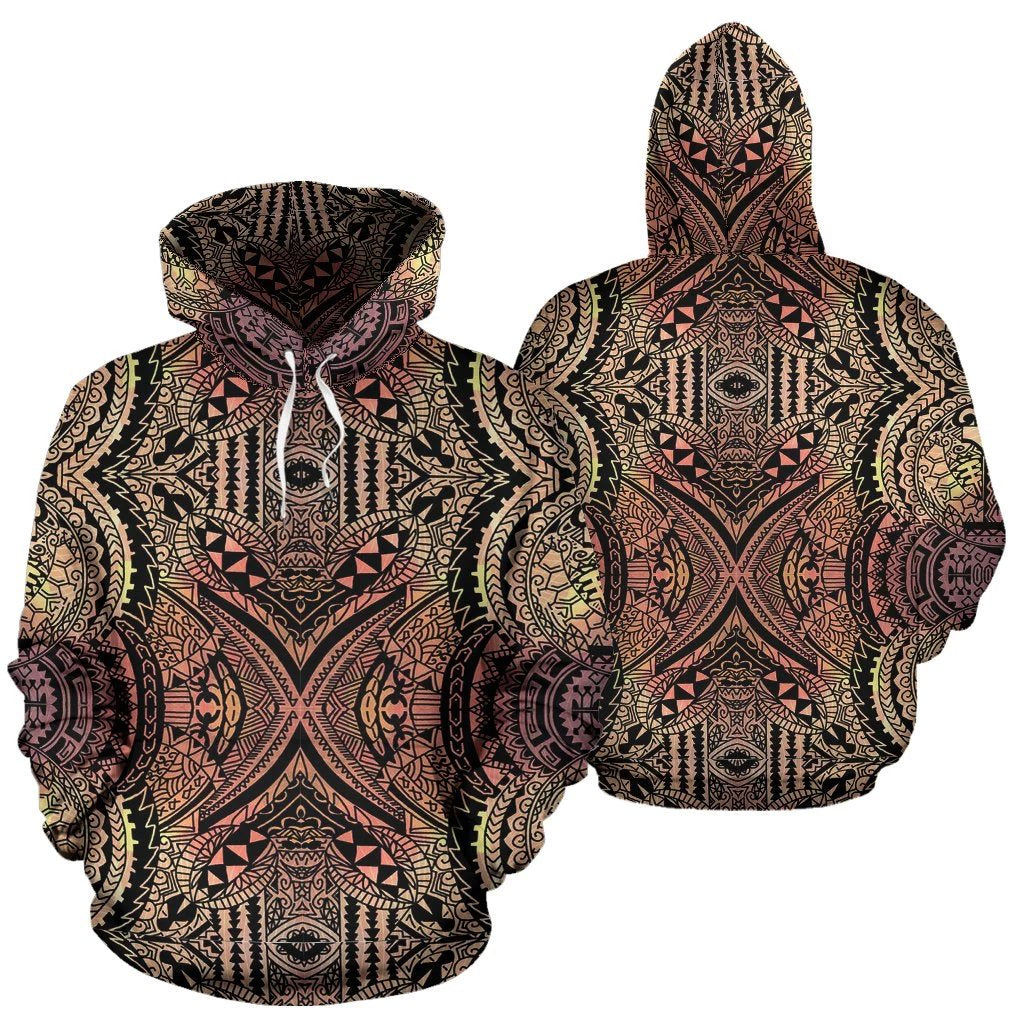 Polynesian Tribal Hoodie 01 Unisex White - Polynesian Pride
