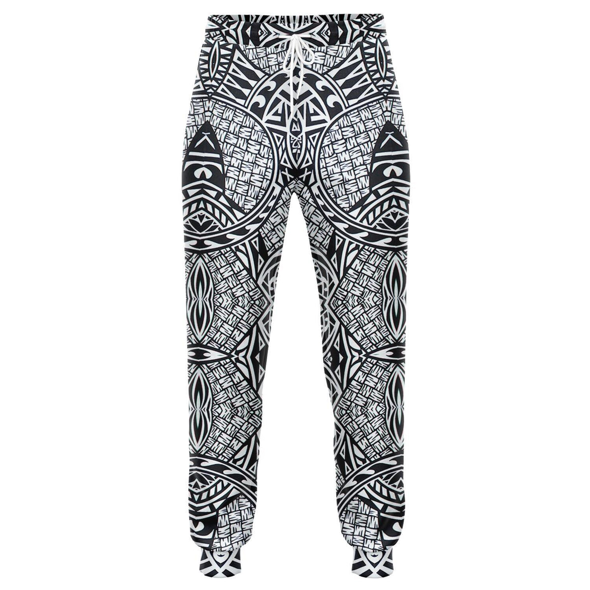 Polynesian Lauhala Mix White Joggers Unisex Black - Polynesian Pride