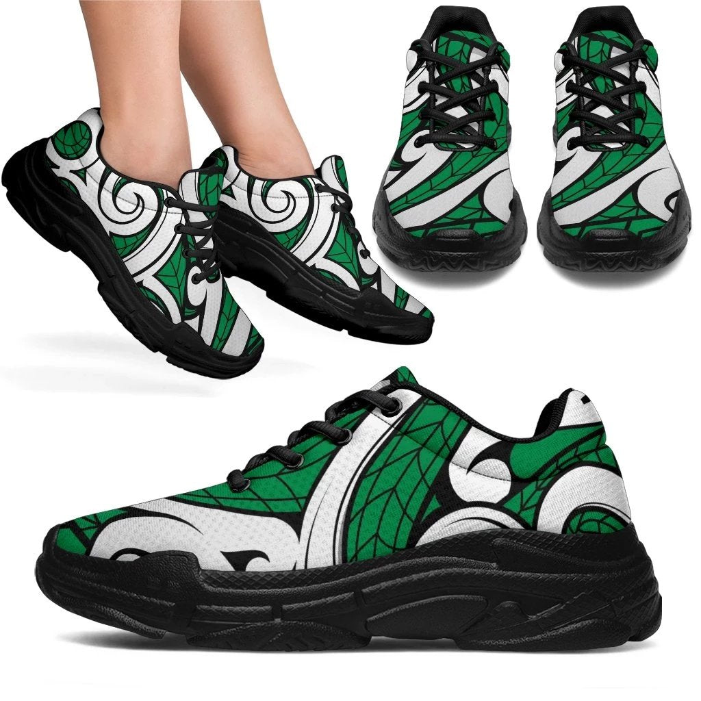 Polynesian Maori Ethnic Ornament Green Chunky Sneakers - Polynesian Pride