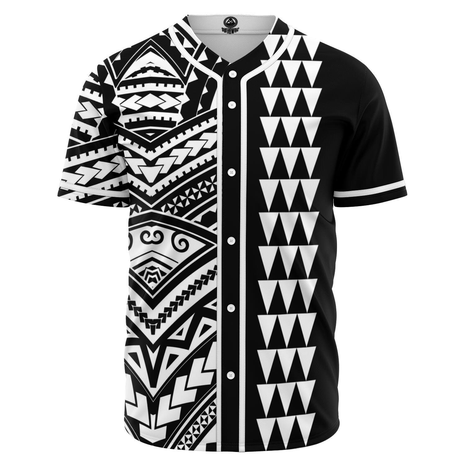 Hawaii Polynesian Kakau Baseball Jersey V.5 - Freestyle White - Polynesian Pride