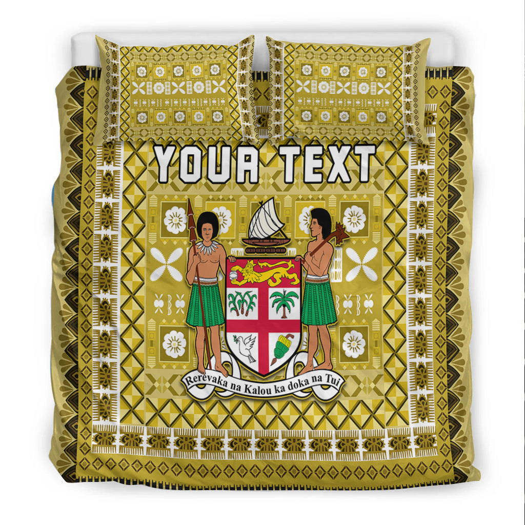 (Custom Personalised) Fiji Bedding Set Pattern - Fijian Tapa Pattern Yellow LT13 - Polynesian Pride