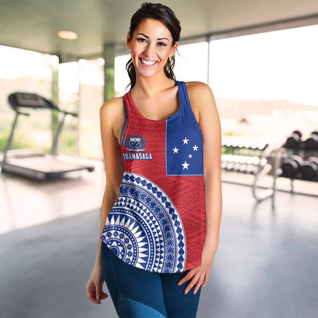 (Custom Personalised) Tuamasaga Samoa Women Racerback Tank Polynesian Pattern LT13 Red - Polynesian Pride