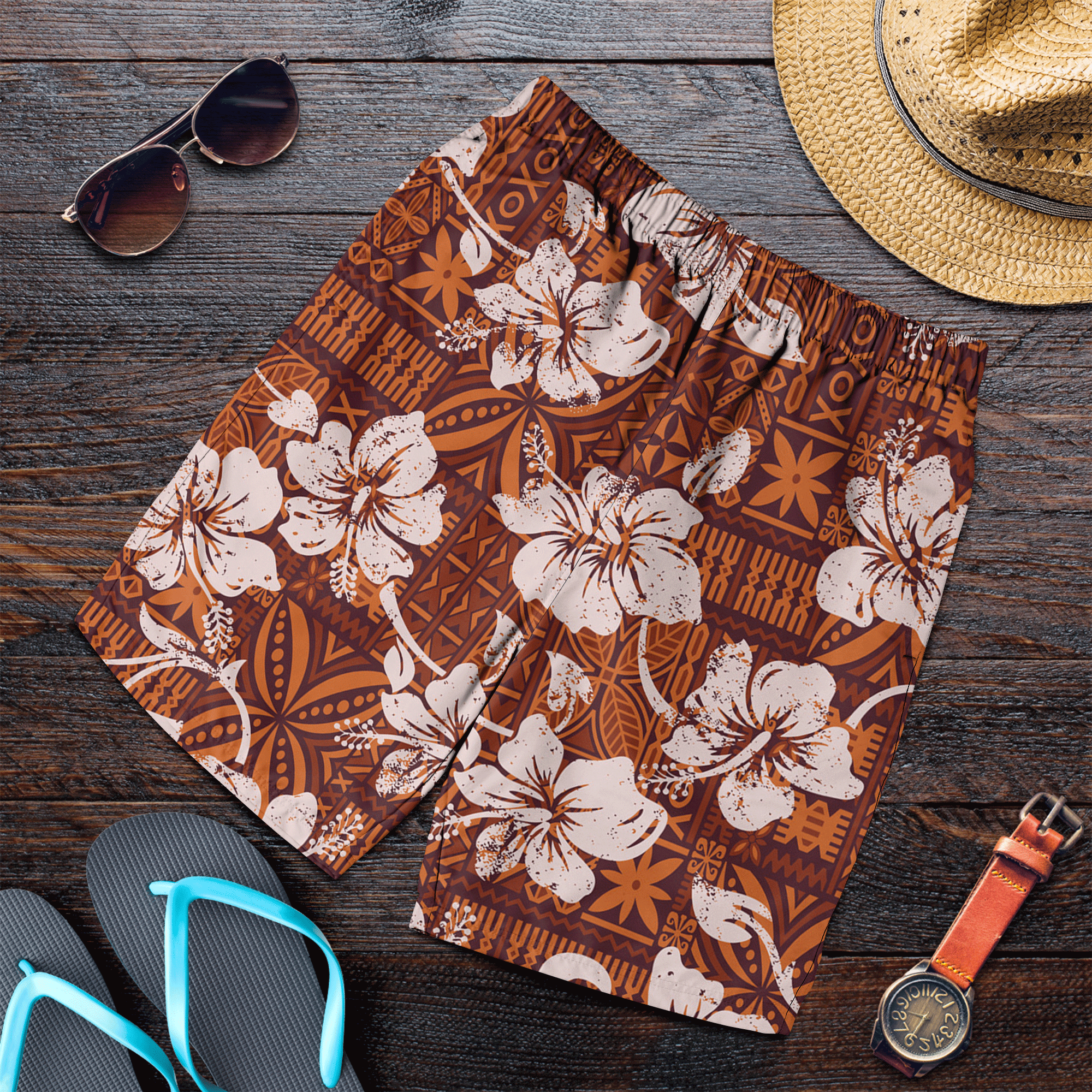 Polynesian Shirt - Tribal Vintage Hibiscus Flowers - Polynesian Pride