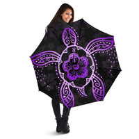 Turtle Hibiscus Violet Umbrella Umbrella One Size Black - Polynesian Pride