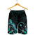 Chuuk Polynesian Men's Shorts - Turtle With Blooming Hibiscus Turquoise - Polynesian Pride