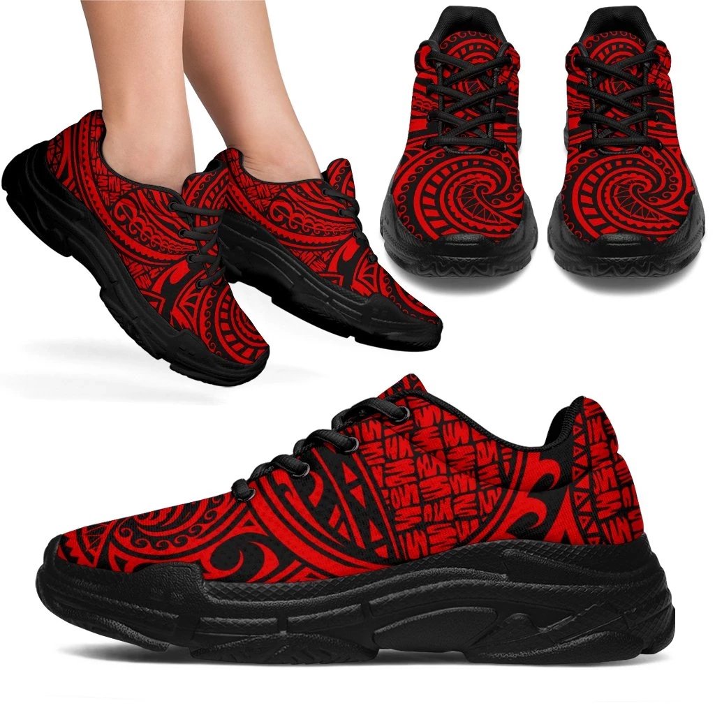 Polynesian Maori Lauhala Red Chunky Sneakers - Polynesian Pride