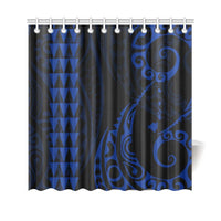 Hawaii Kakau Blue Polynesian Shower Curtain 177 x 172 (cm) Blue - Polynesian Pride