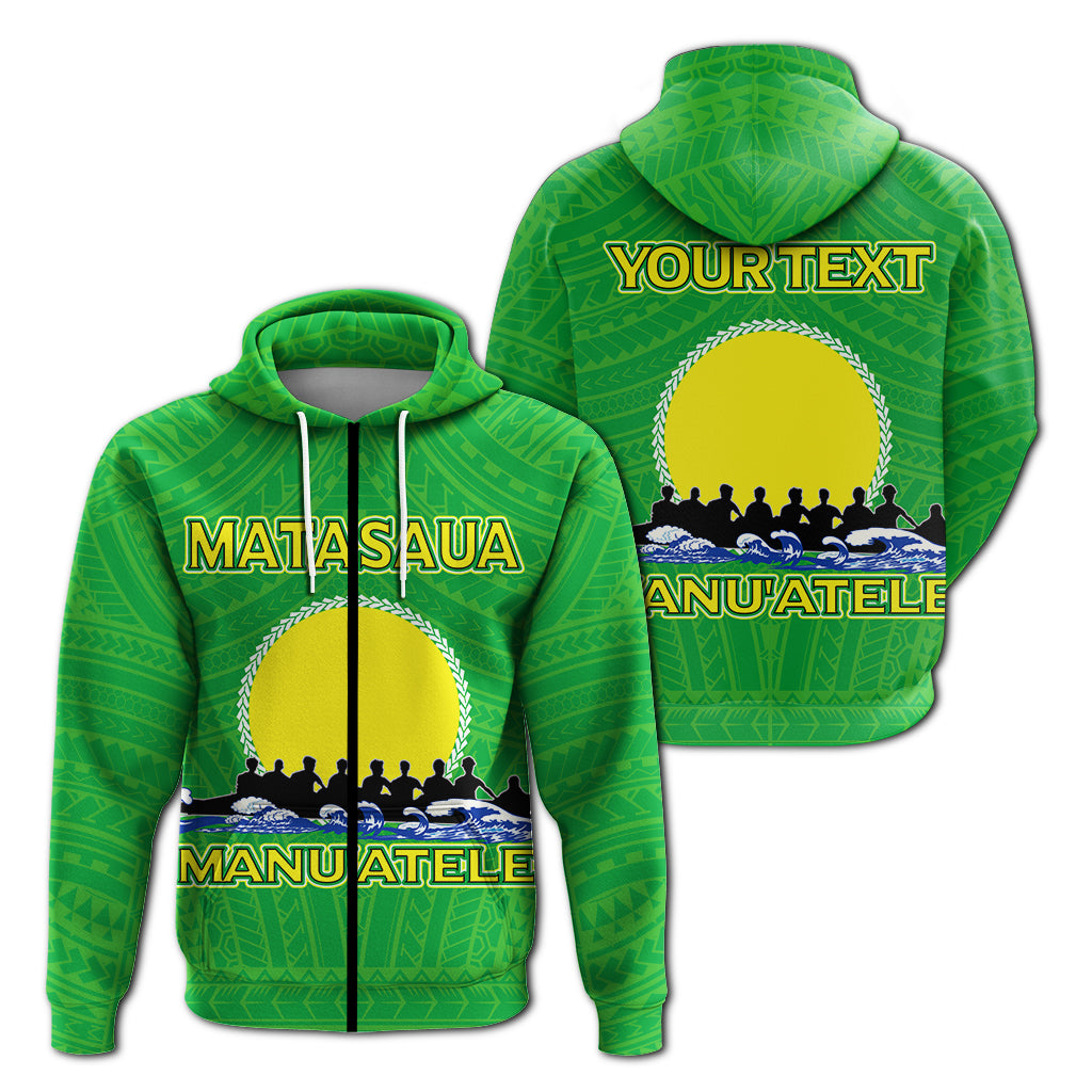 Custom American Samoa Zip up Hoodie Matasaua Manua Pride LT12 Unisex Green - Polynesian Pride