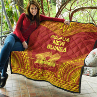 Papua New Guinea Premium Quilt - Papua New Guinea Coat Of Arms Polynesian Chief Red Version - Polynesian Pride