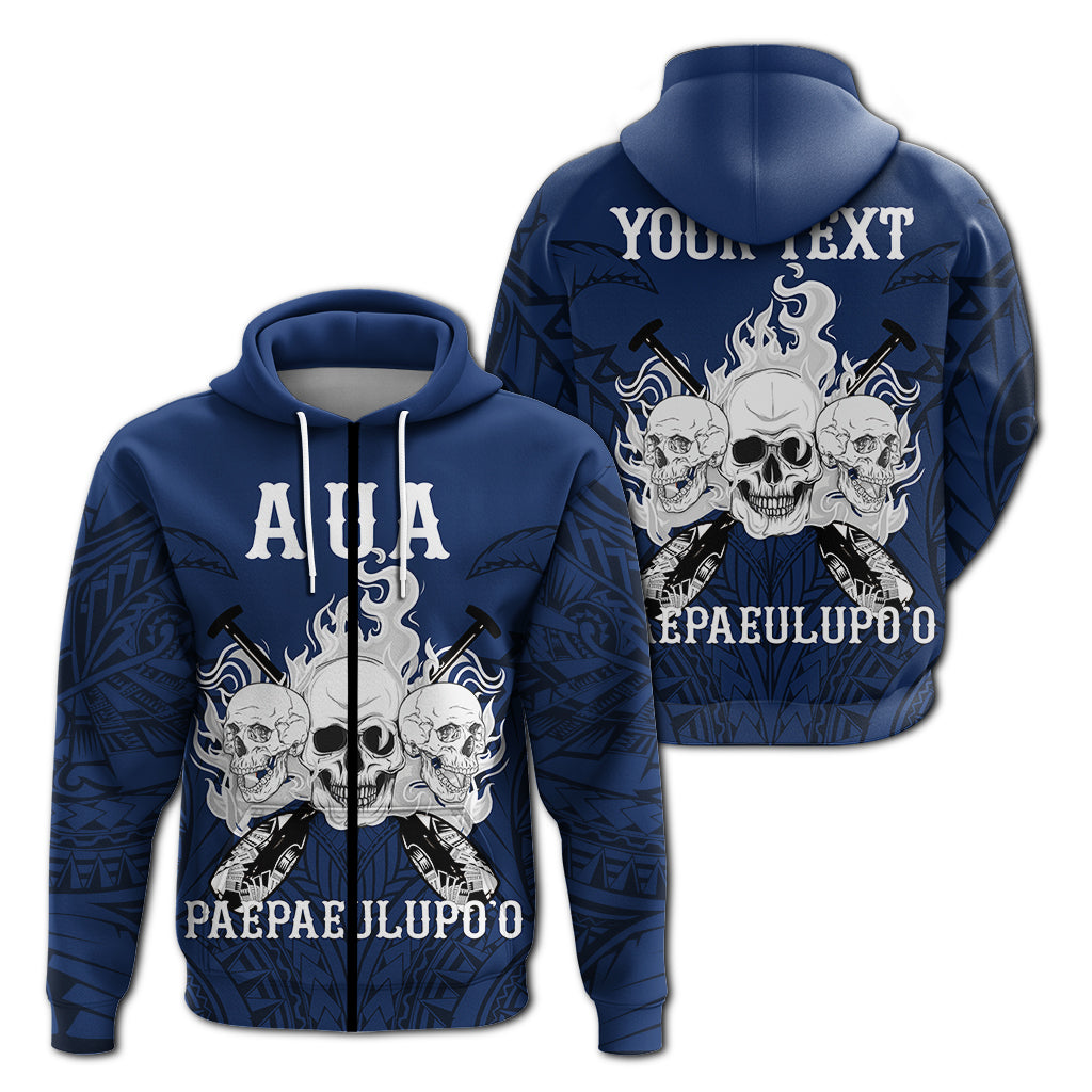 Custom American Samoa Zip up Hoodie Aua Paepaeulupoo Pride LT12 Unisex Blue - Polynesian Pride