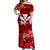 (Custom Personalised) Hawaii Off Shoulder Long Dress Map and Turtle Red Flowers LT13 Women Red - Polynesian Pride