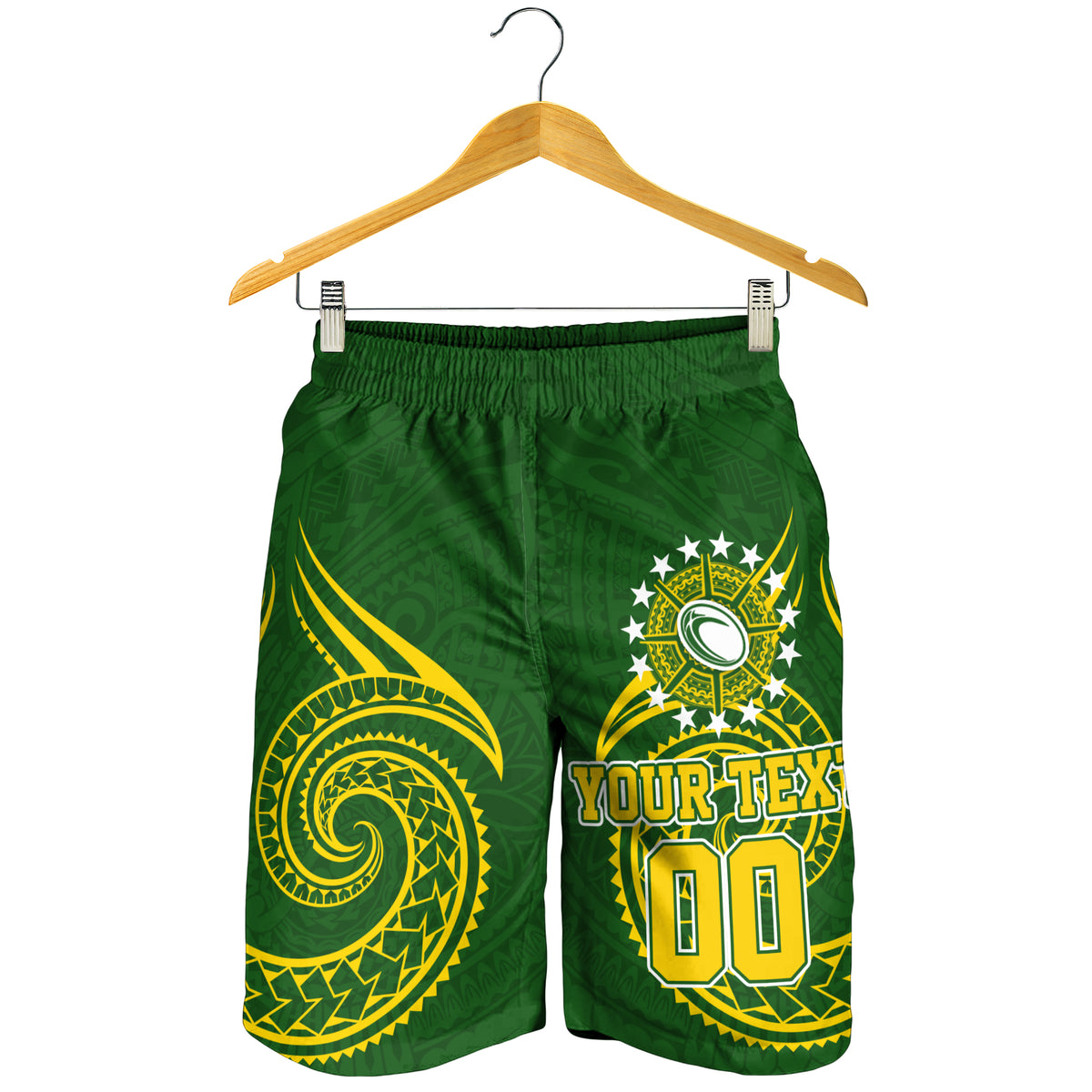 (Custom Personalised) Cook Islands Rugby Men's Short - Tribal Pattern - LT12 - Polynesian Pride