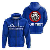 Custom Saipan Paddling Club Spc Zip up Hoodie LT12 Unisex Blue - Polynesian Pride