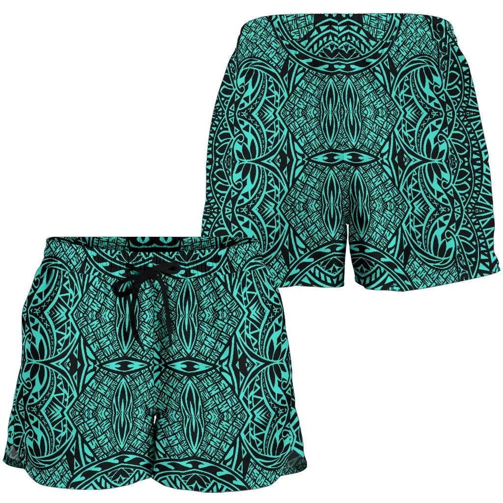 Polynesian Lauhala Mix Turquoise Women's Short Women Turquoise - Polynesian Pride