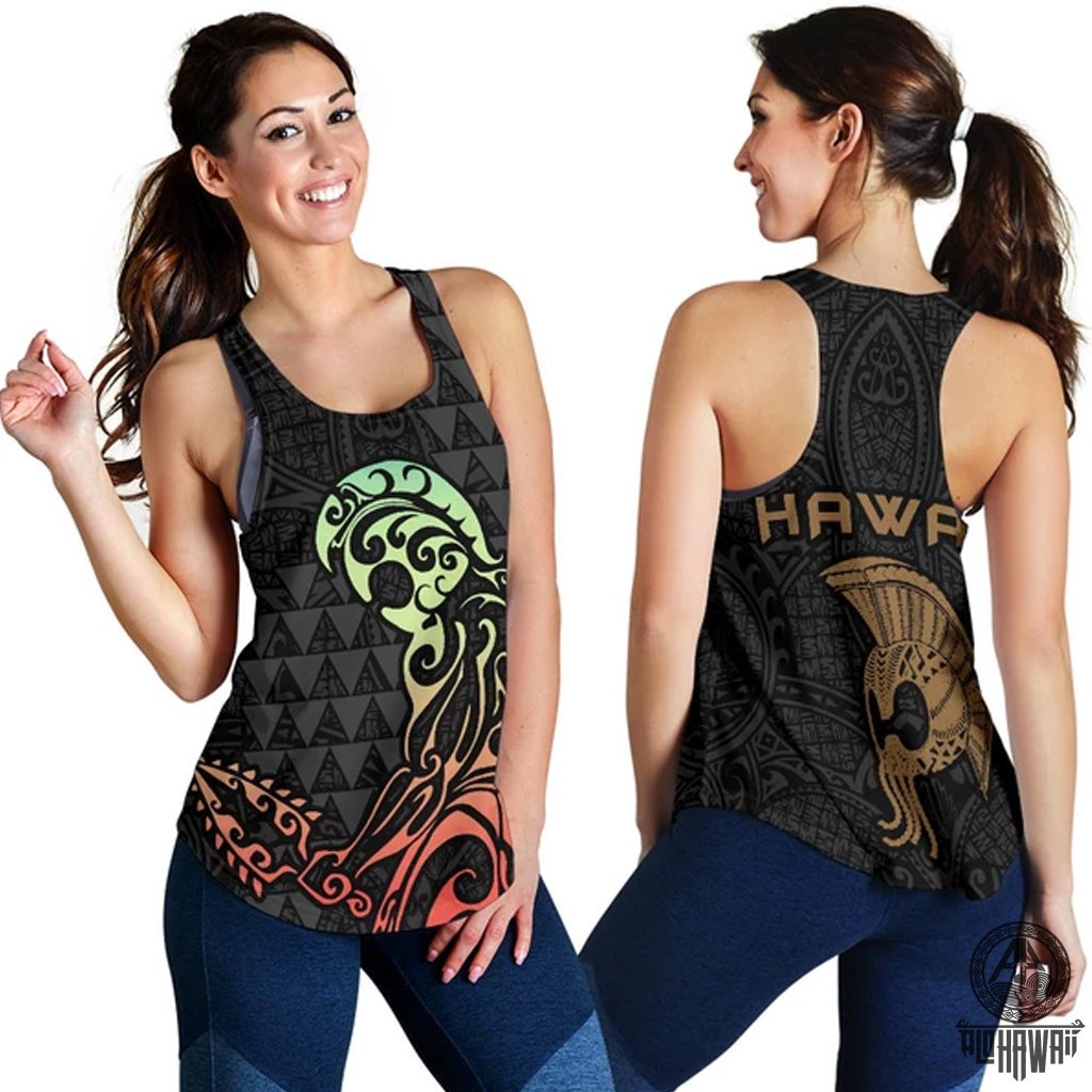 Warrior Helmet Women's Racerback Top Black - Polynesian Pride