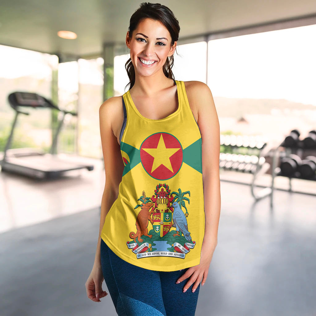 Grenada Women Racerback Tank Power Grenada Mix Coat of Arms LT13 Art - Polynesian Pride