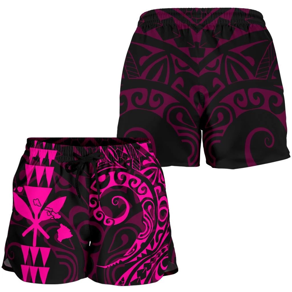 Kanaka Hawaii Map Pink Polynesian Women's Short Women Pink - Polynesian Pride