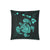 Hawaiian Map Turtle Ohana Hibiscus Kakau Polynesian Pillow Cover - Turquoise One Size Zippered Pillow Case 18"x18"(Twin Sides) Turquoise - Polynesian Pride