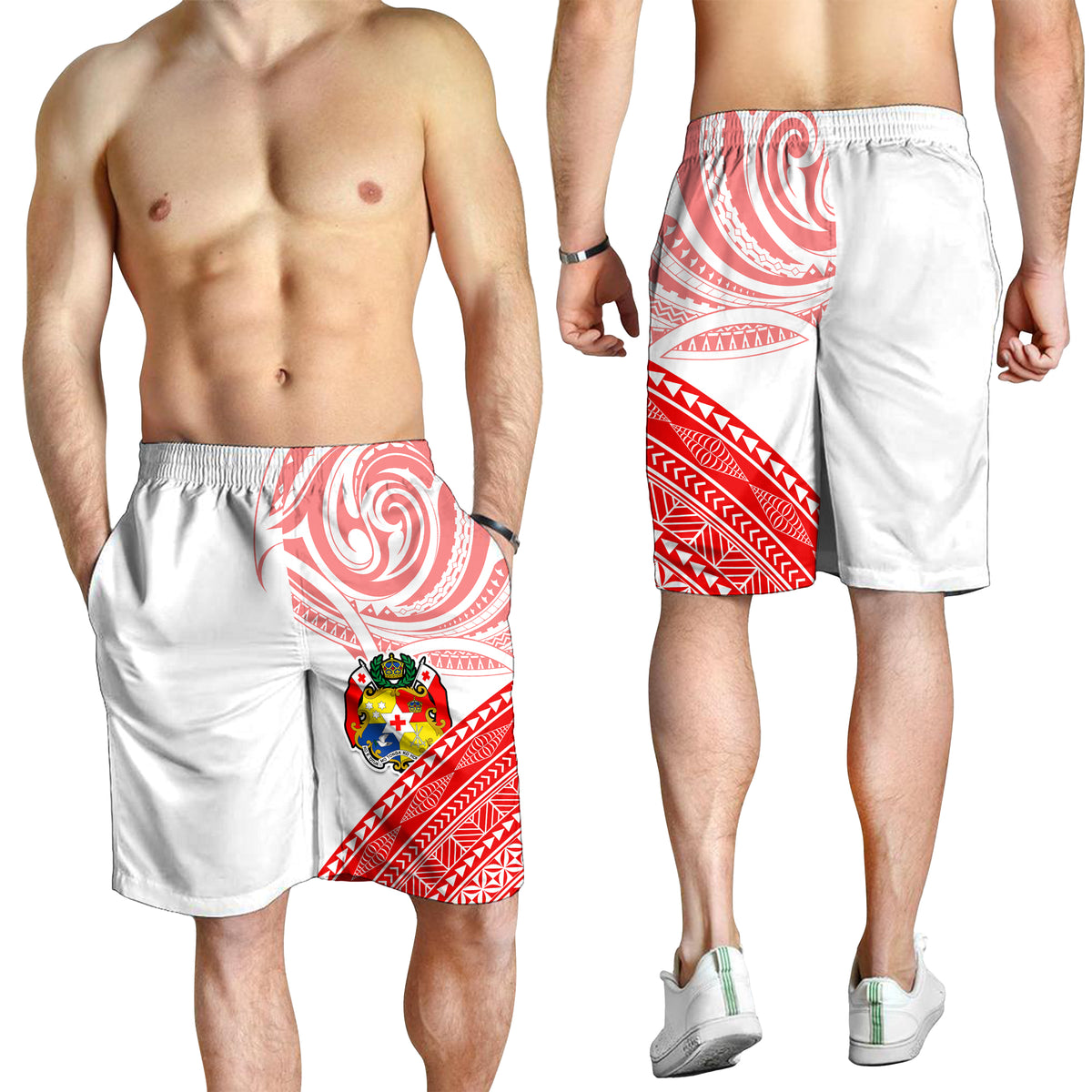 Tonga Men Short Tongan Pattern Blithesome LT13 Men's Shorts Red - Polynesian Pride
